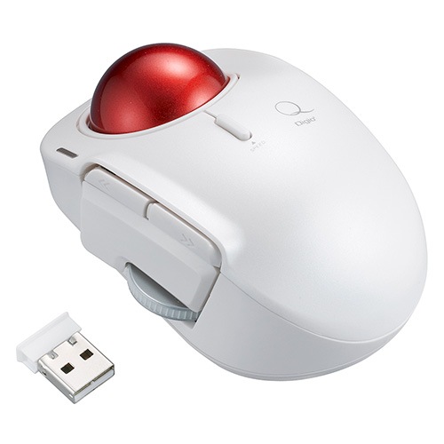 ナカバヤシ 【Qシリーズ】小型 無線 5ボタン レーザー式 人差し指 トラックボール（ホワイト） MUSTRLF184W