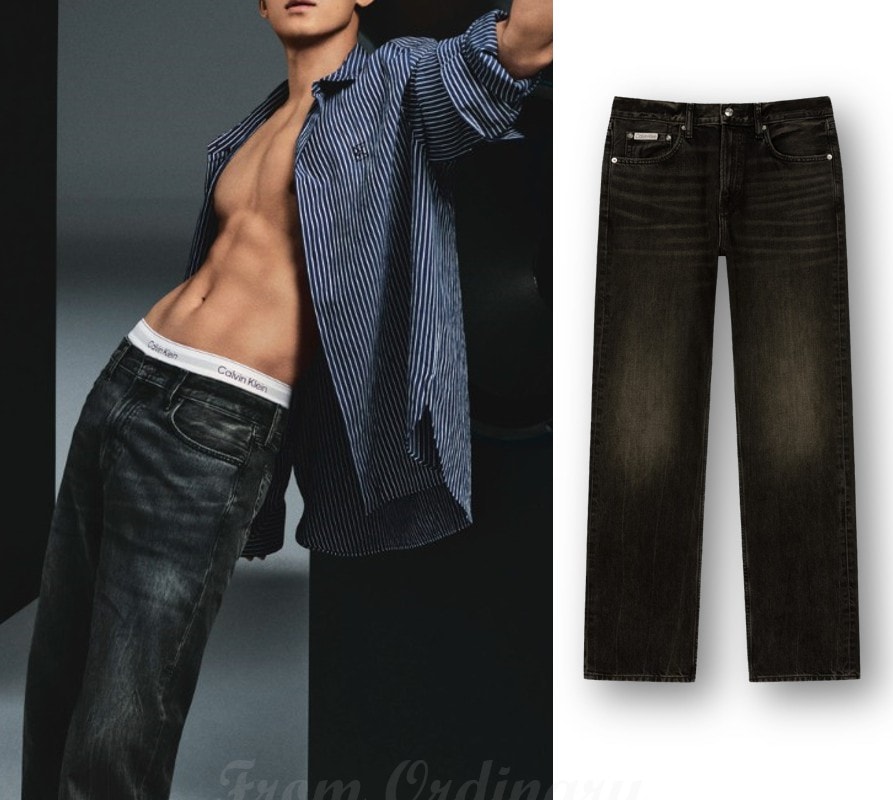 Mens 90s Straight Fit Black Tinted Jeans (4RD724G-01G)