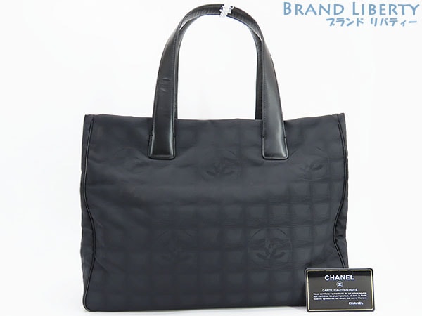 超美品シャネルCHANELニュートラベルライントートMMトートバッグショルダーバッグブラックナイロンレザーA15991 61,050円