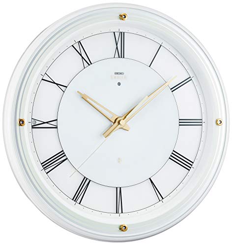 セイコークロック 掛時計 白 直径342*56mm 電波 アナログ EMBLEM HS5
