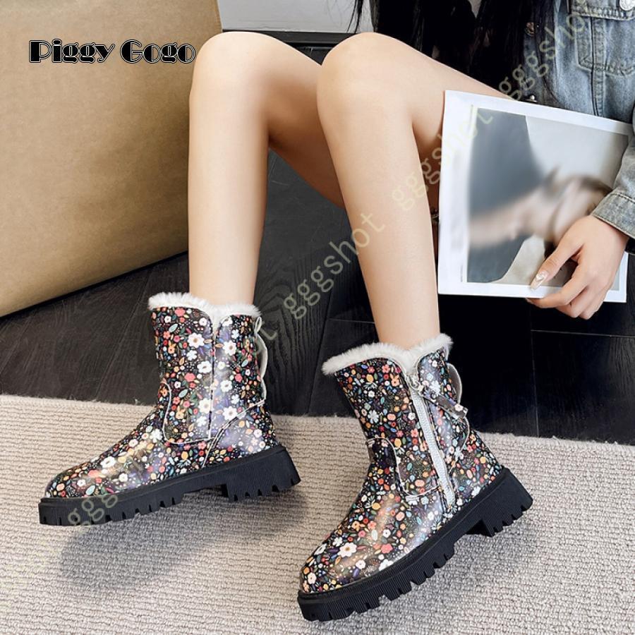 軽量 カジュアル ボア ファー ブーツ レディース サイドジップ 防寒 防水 雪 靴 滑り止め 防滑 雪道 冬 やわらかい 痛くない ショート丈 スノーブーツ 黒