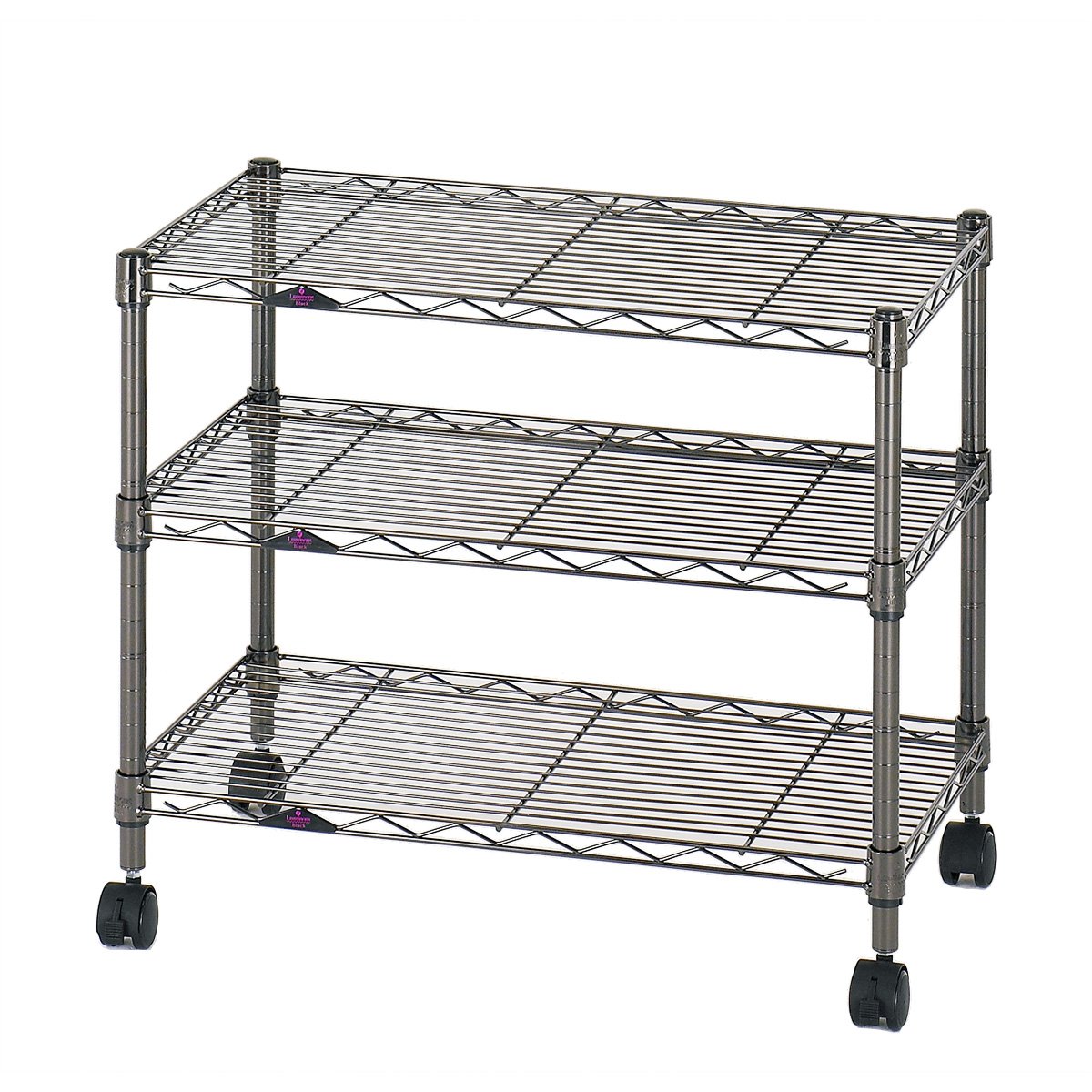 全国送料無料 ドウシシャ ルミナス ブラック 幅60 3段 スチールラック 収納棚 艶のある黒色 幅59.5×奥行34.5×高さ51cm 全体耐荷重240kg（アジャスター使用時） 頑丈 キャスター付