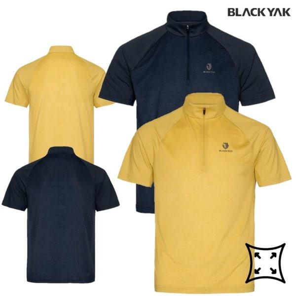26S/S 新作 メンズ トレッキング 登山 吸速乾機能性 スパン カイエ ジップ 半袖Tシャツ 1BYZTMV004