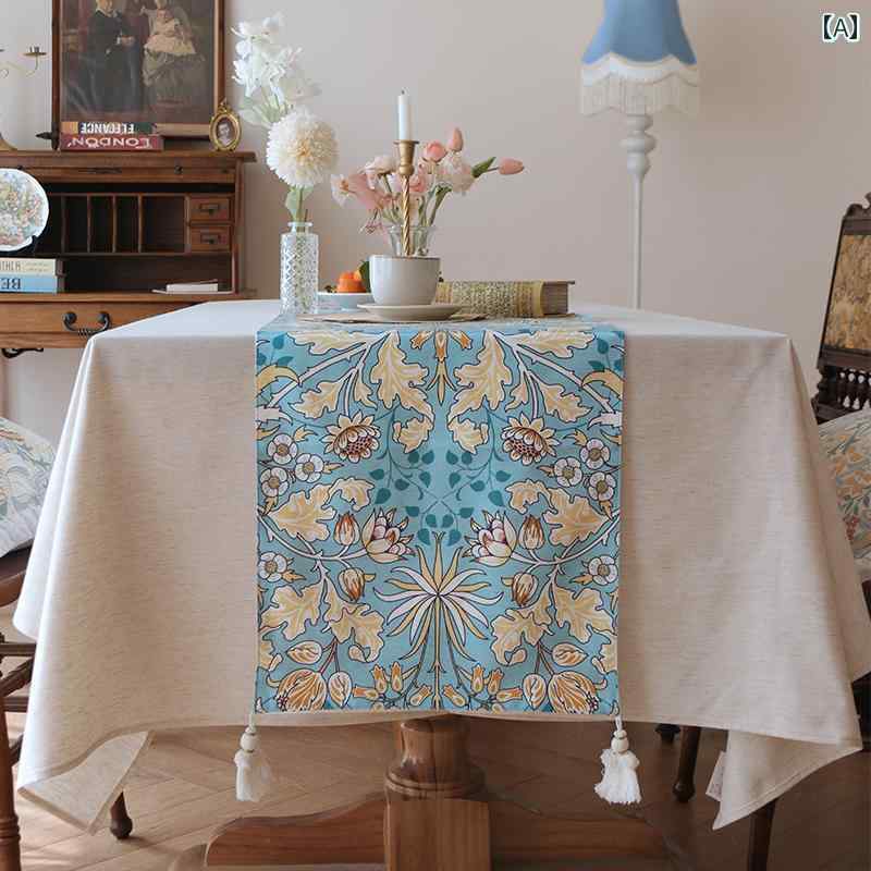 テーブルクロス おしゃれ インテリア ティー コーヒー 春夏 フレッシュ アメリカン パストラル リネン コットンリネン フラグ 長方形 フランス 軽量 涼しい コーヒー カバー