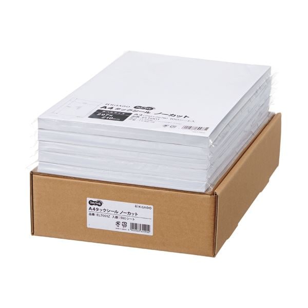 TANOSEE A4タックシール業務用パック ノーカット 1箱（500シート：100シートx5冊）