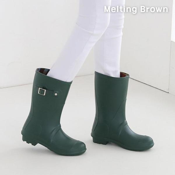 女性 シンプル カジュアル ミドル レインブーツ 4color