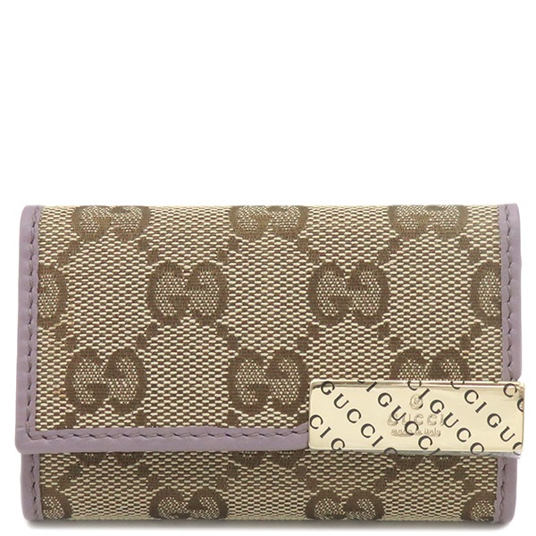 グッチ GUCCI キーケース GG 6連キーケース GGキャンバス ベージュパープル ゴールド金具 紫 鍵入れ 6連 6本 268833 【箱】【中古】