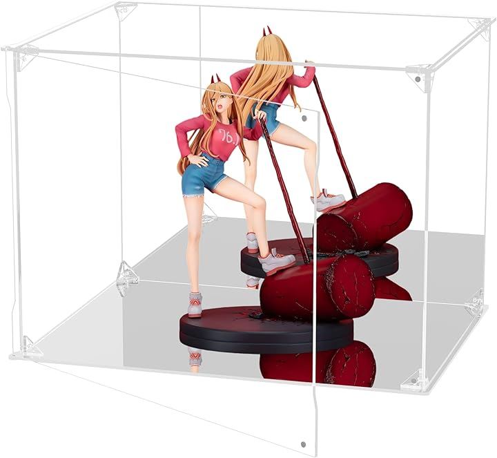 フィギュアケース UVカット アクリルケース マグネット付き 前扉 コレクションケース ディスプレイケース ショーケース 防汚れ (台座+背面ミラー, 幅40x奥行30x高さ30cm)
