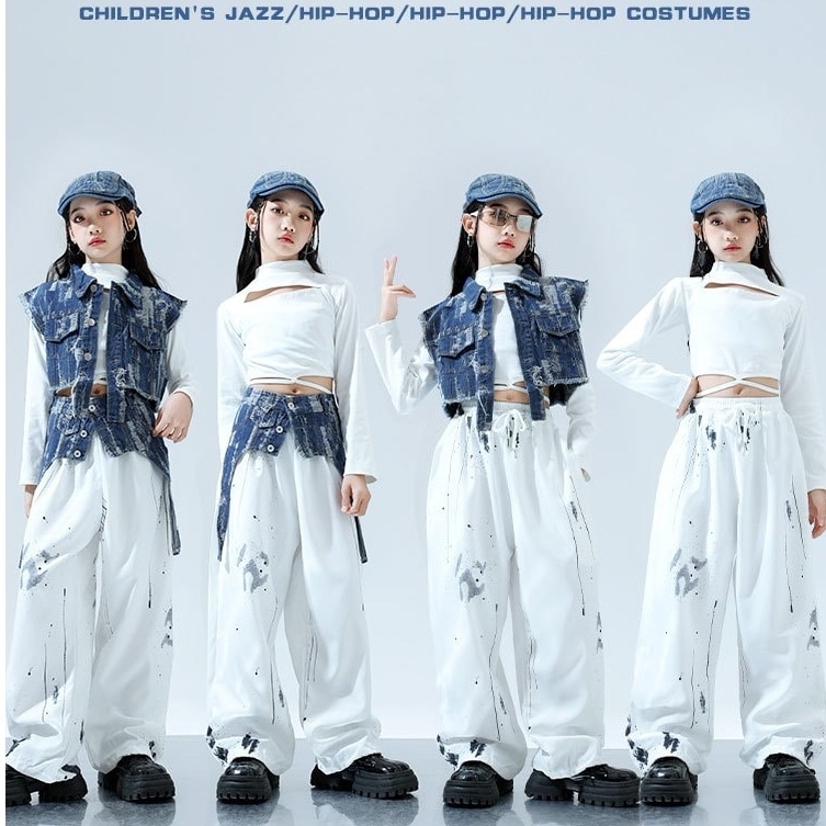 キッズダンス衣装 【短納期】 ストリートダンス＆ヒップホップ風 キッズ/ジュニア クールファッションセット 子供用 セットアップ ヒップホップ ジャズ 演奏会 応援団 3