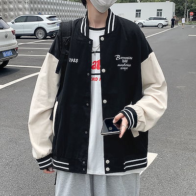 スタジャンM スタジャン/M/ウール/BLK/レザー切替
