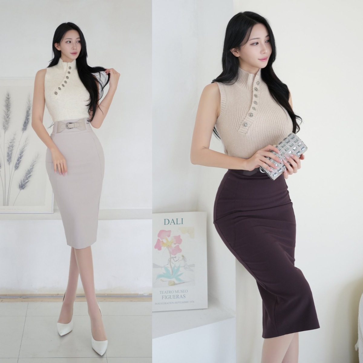 【韓国発】ノースリーブタートルネックスカートセットアップ 10,875円