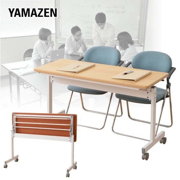 会議テーブル(幅120 奥行45) キャスター付き YM-1245(WN/IV) NM木目