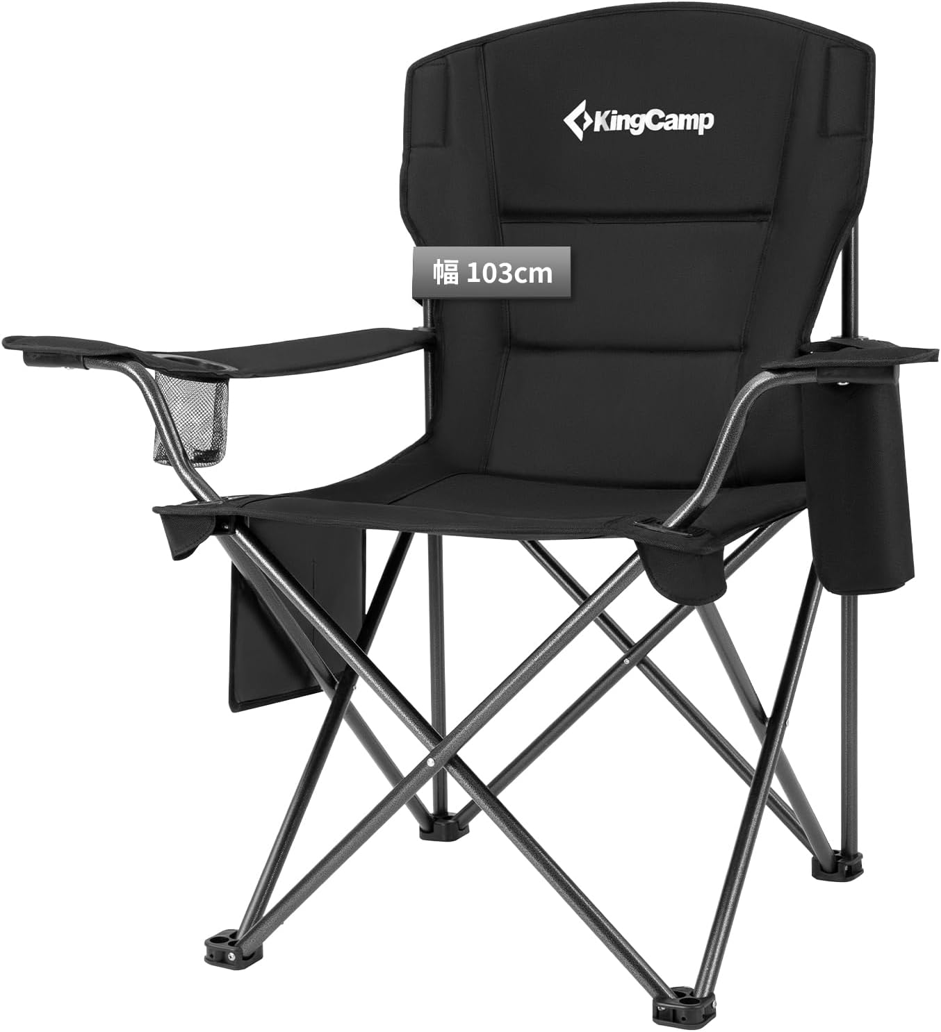 KingCamp アウトドア チェア 折りたたみ 椅子 キャンプ 超ワイド103cm 耐荷重136kg 保冷ポケット付き コットン入り 人間工学設計 公園 花火大会 運動会 釣り