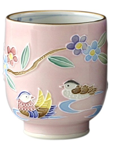 京焼 清水焼 湯呑 (木箱入) 小 昇峰窯 交趾おしどり USK843-02