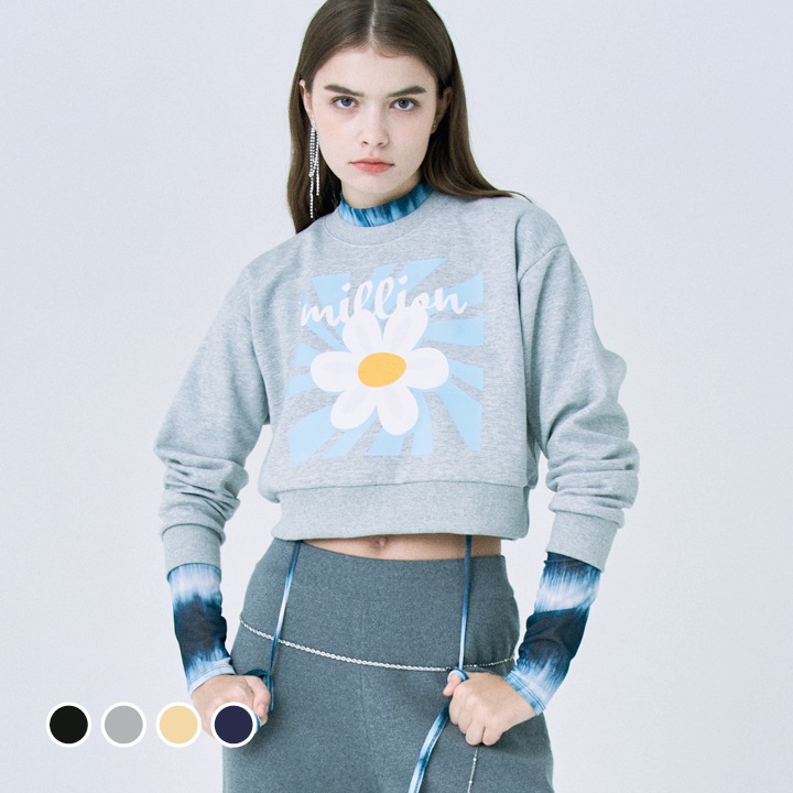 MILLION SQUARE FLOWER CROP SWEATSHIRTミリオンスクエアフラワースウェットシャツ