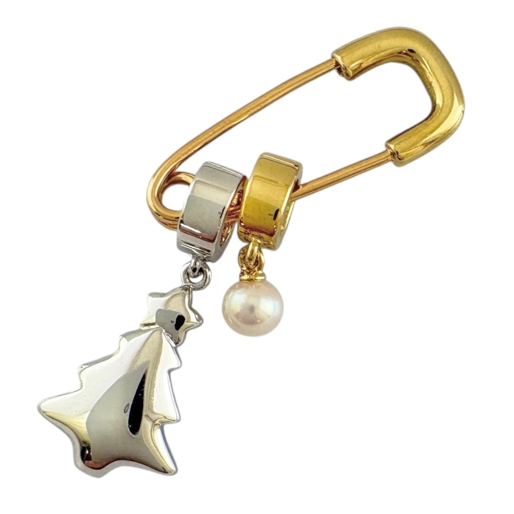 ミキモト ブローチ 18金 K18イエローゴールド アコヤパール MIKIMOTO 中古 美品