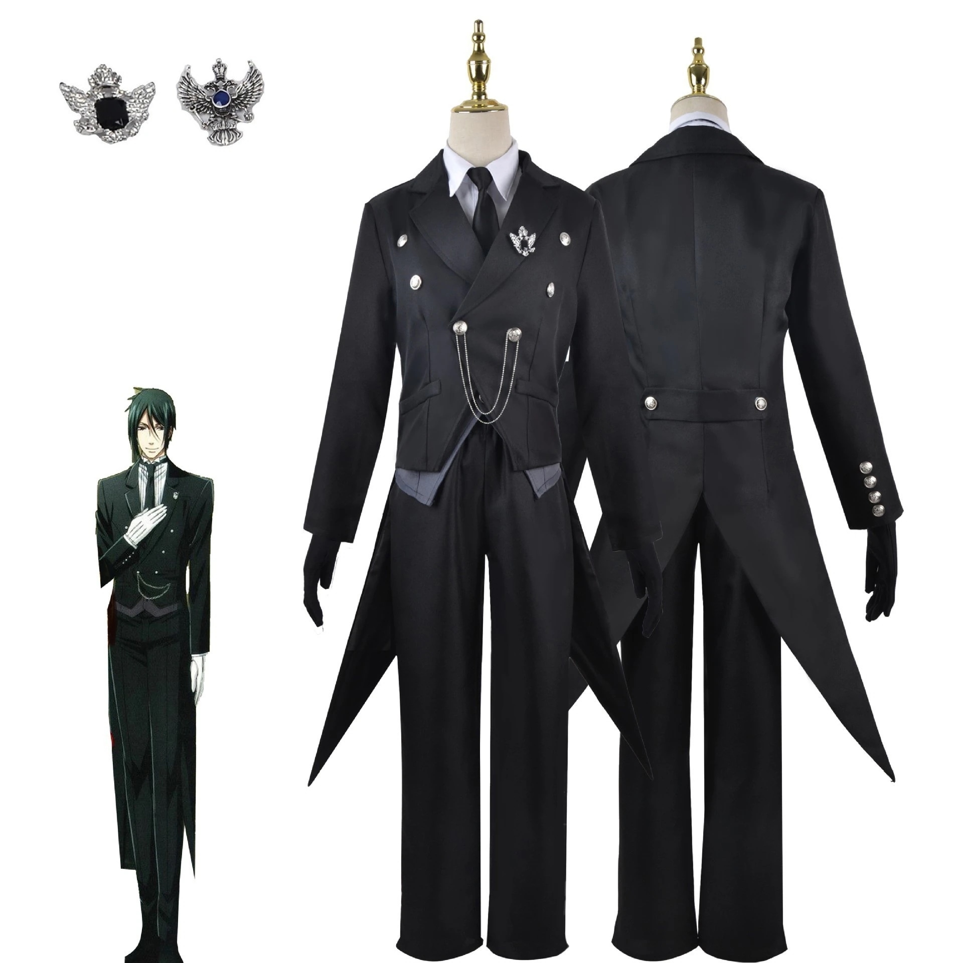 【即納&迅速な出荷】黒執事服サイバスコスプレ衣装セバスチャンタキシードドレスフルセットコスプレ