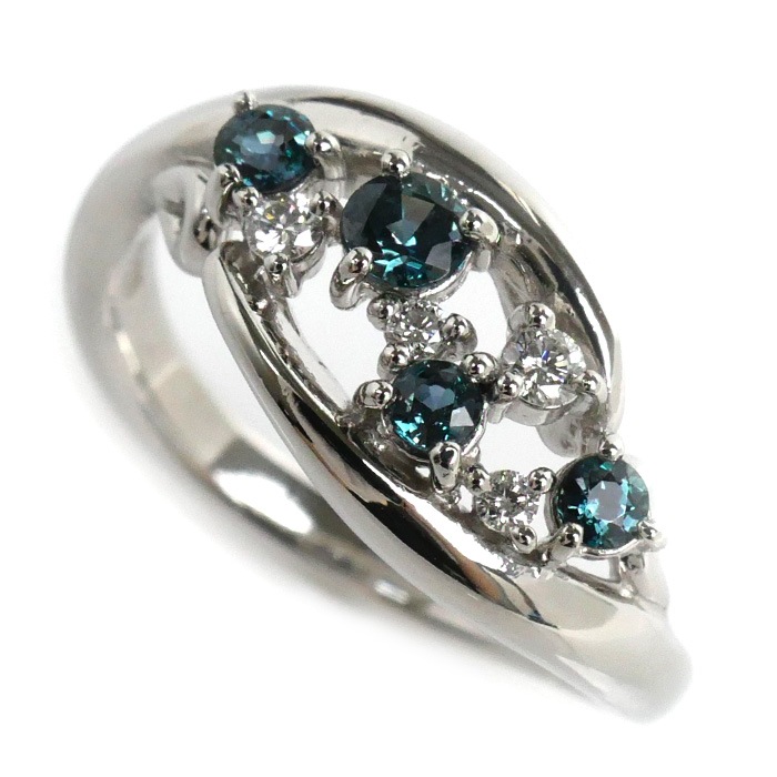 Pt900プラチナ アレキサンドライト リング指輪 アレキサンドライト0.33ct ダイヤモンド0.08ct 10号 6.2g レディース 中古 美品