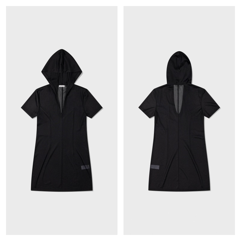【LOW CLASSIC】 SEE-THROUGH HOODIE : BLACKパーカー