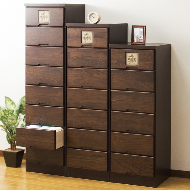 木製チェスト 7段 8段 引き出し タイル付き 完成品 天然木 桐無垢材 スリムチェスト リビング収納 ベッドサイド チェスト 電話台 ファックス台 完成品 九州 大川産 日本製 19,460円