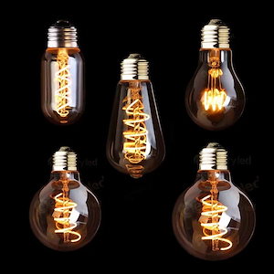 レトロなデザインの調光可能なエジソン電球,吊り下げられた照明,装飾的なシャンデリア,3w,ゴールド,スパイラル,st64,g125
