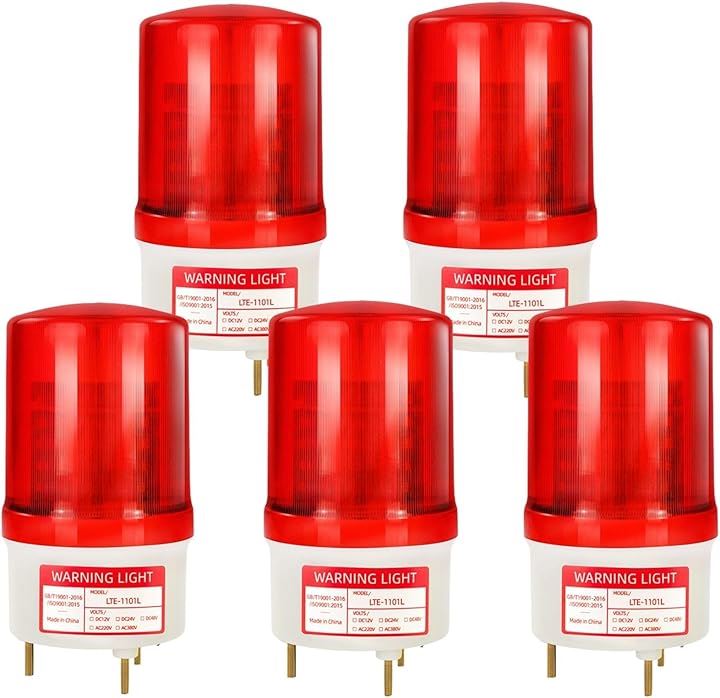 パトランプ まとめ買い 回転灯 100V LED ステー 付き 音声なし 赤 看板 警告灯 クレーン 5個セット( レッド)