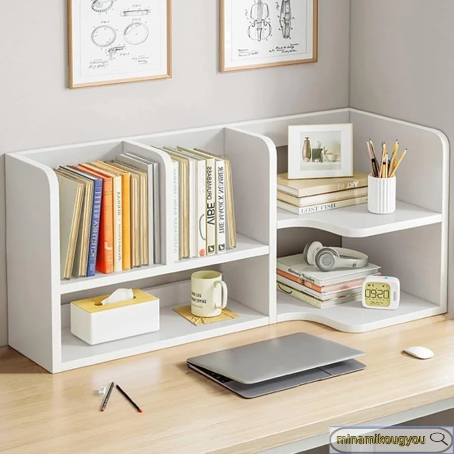 木製 組み立て簡単 卓上収納ラック 机上本棚 多機能 卓上整理棚 小物整理 文具用品収納 書架 【新品現品】40586080CM デスク上収納ラック 書類整理 デスク上置棚