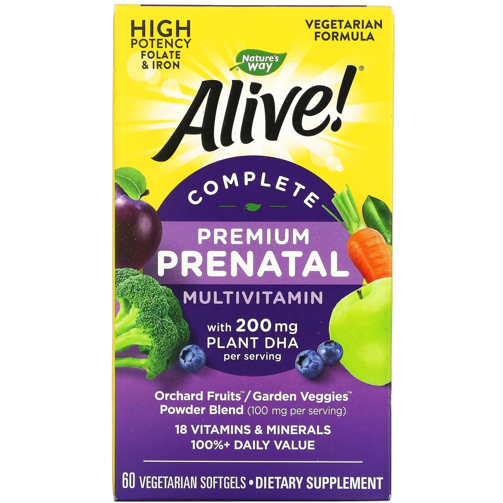 NATURE S WAY社　Alive!（アライブ！）出産前コンプリートマルチビタミン　植物性ソフトジェル60粒