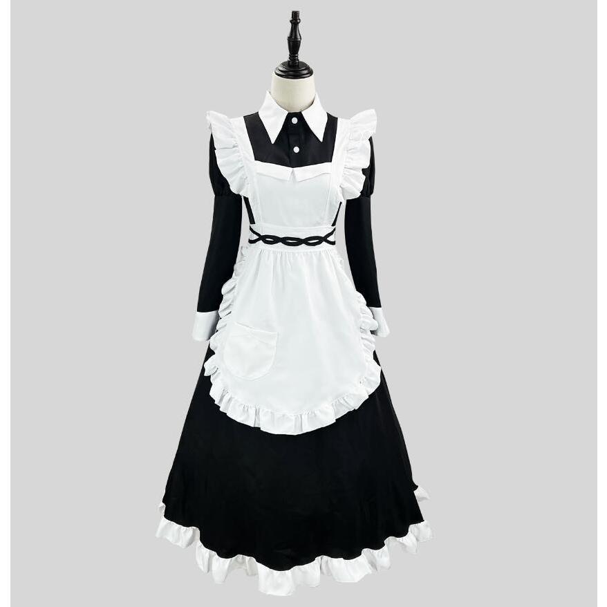 【大人気】メイド服 ロング丈 ハロウィンコスプレ コスチューム エプロン クラシカル メイド衣装 コスプレ衣装 かわいい きいサイズ ロリータワンピース 可愛い メイドco