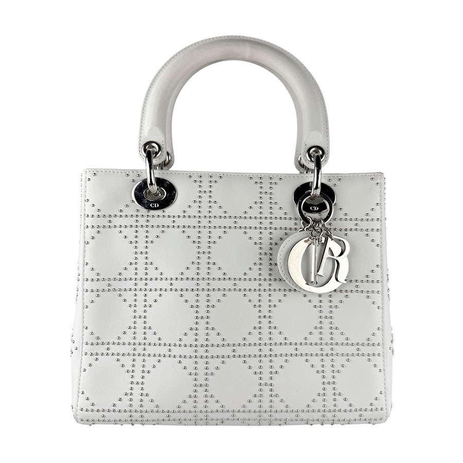 クリスチャンディオール Christian Dior ハンドバッグ ショルダーバッグ レディディオール レザー ホワイト シルバー レディース z6316