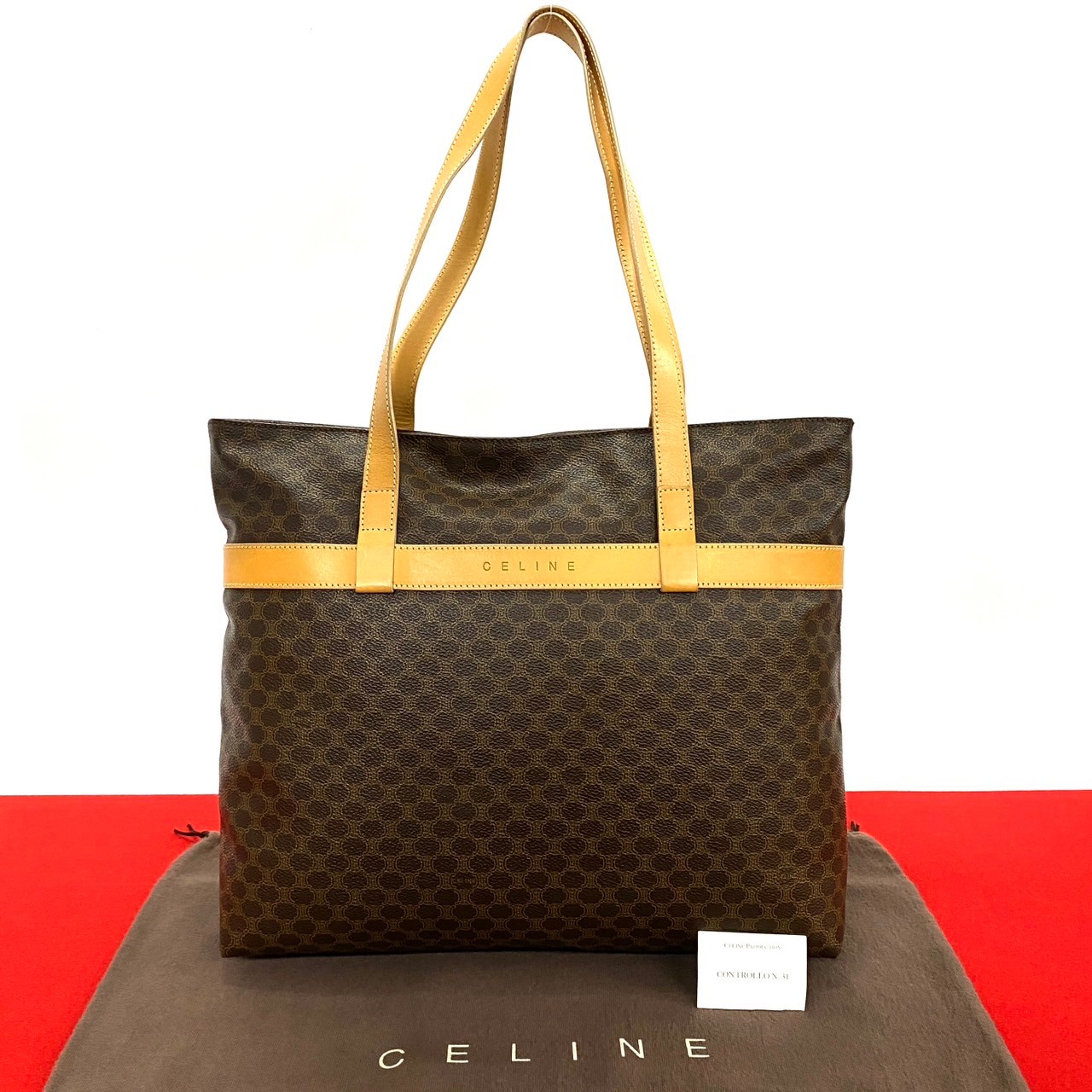 ヴィンテージ マカダム ブラゾン 柄トートバッグ レザー PVC ブラウン 27480