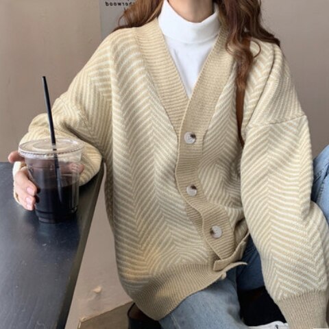 ２色 トップス ニット カーディガン レディース 秋冬 春 かわいい カジュアル ゆったり 長袖 長袖 ボリューム袖 Vネック ワイド 前開き ブラック 春カラー 秋カラー アプリコット S M L