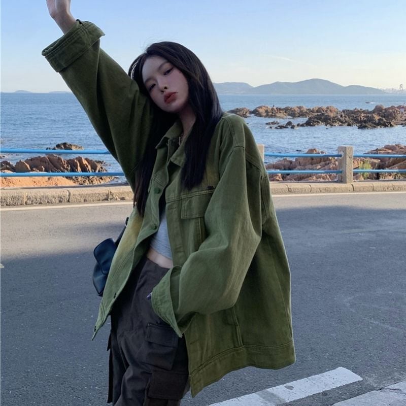 レトロ 春ジャケットニューデザイン 日韓 INS レトロトップス ゆったり ショット丈 デニムジャケット春アウター 春トレンチコート ジャケット AWアウター
