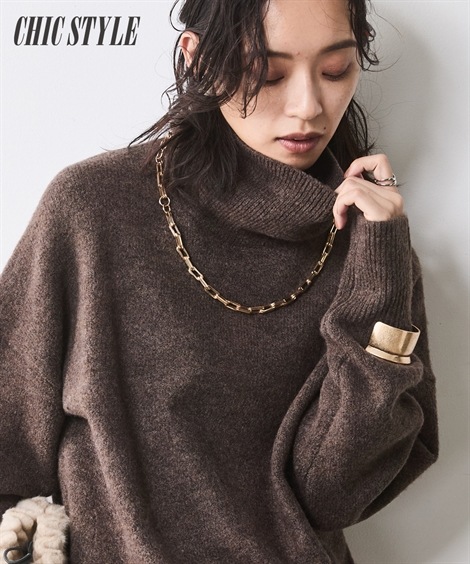 ニット ハイネックニットプルオーバー シックスタイル 大きいサイズ対応