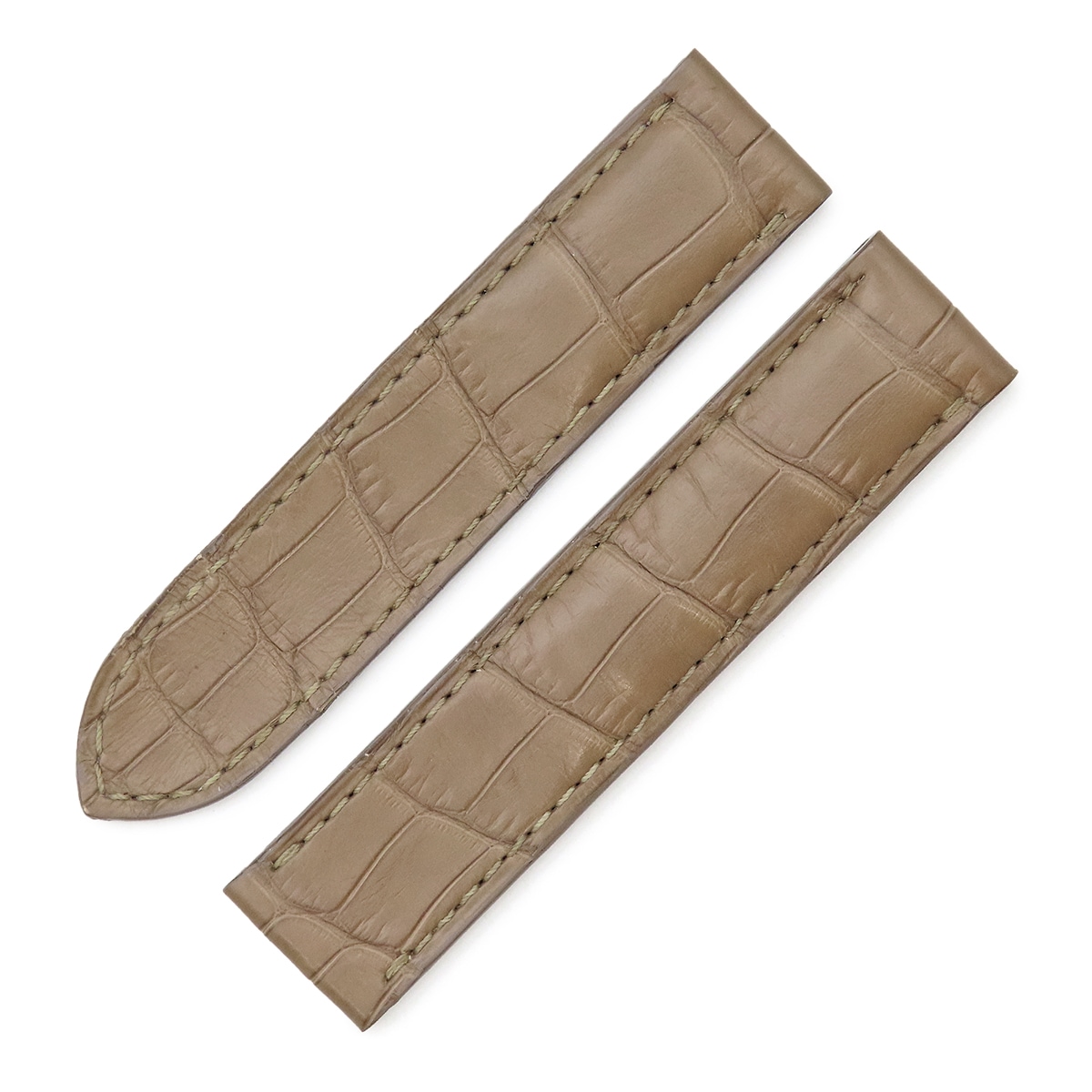 メンズ 純正 替え クロコ バンド ベルト ストラップ Dバックル用 18ｍｍ ベージュ