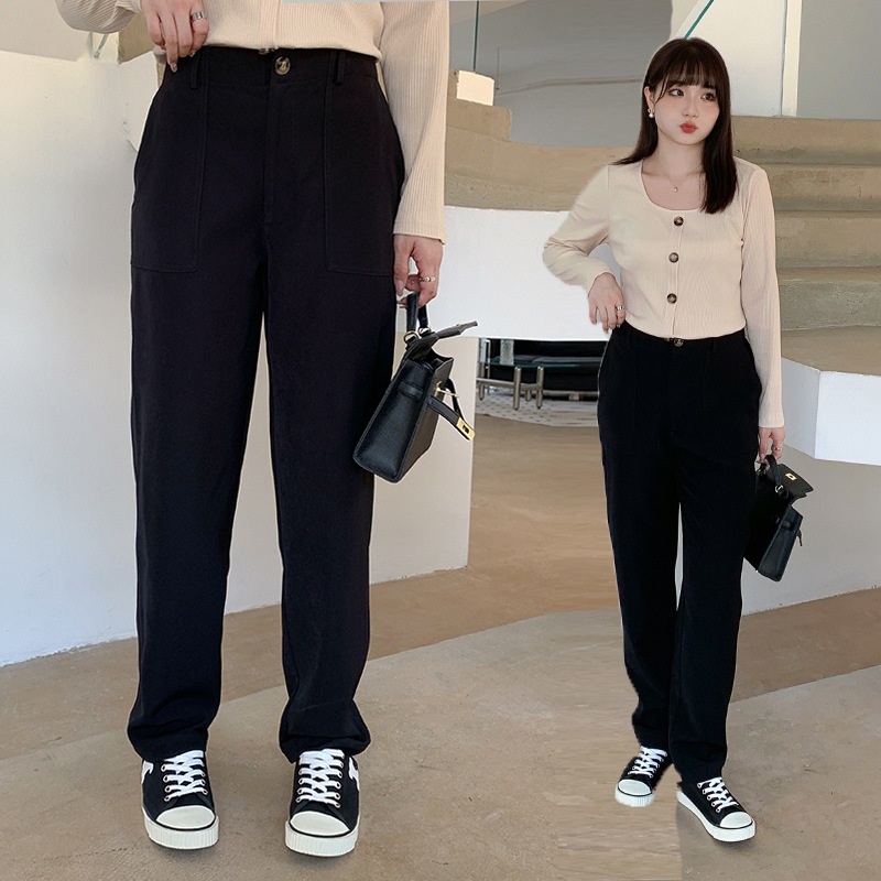 上品 5L 4L 韓国ファッション 大きいサイズ レディース 5l ズボン 秋冬 春夏 ゆったり ワイドパンツ梨の形の体つきのズボンは腰が高くてゆったりしています
