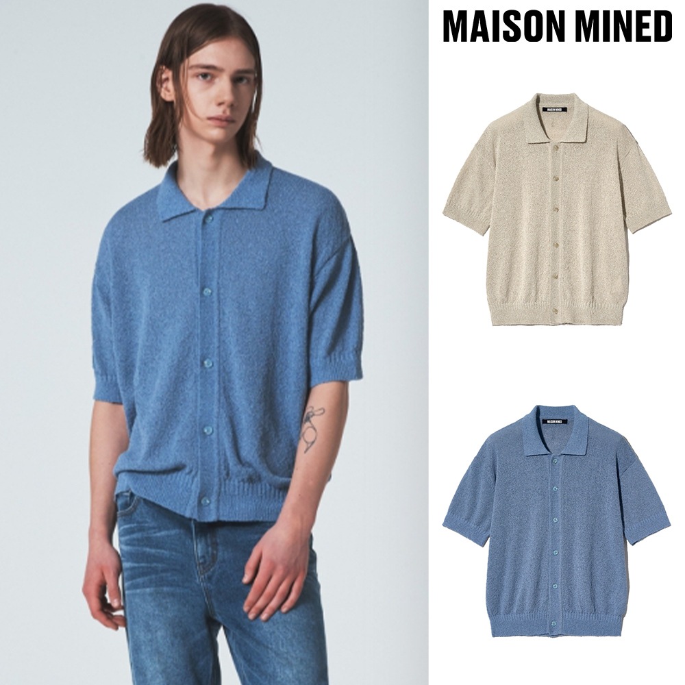 【MAISON MINED】 SLOP BOUCLE HALF CARDIGAN