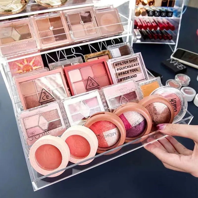 メガ割 アクリル引き出し式化粧品収納ケースダストエアクッション収納アイシャドウディスクドッグ口紅ラック収納ケース 福袋