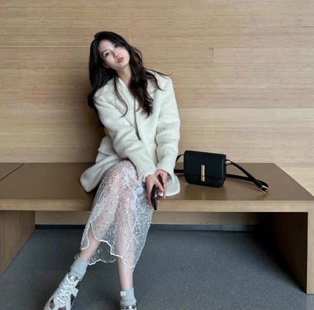 ロングスカート スパンコールスカート 春夏 ラグジュアリー レディライク お出かけ