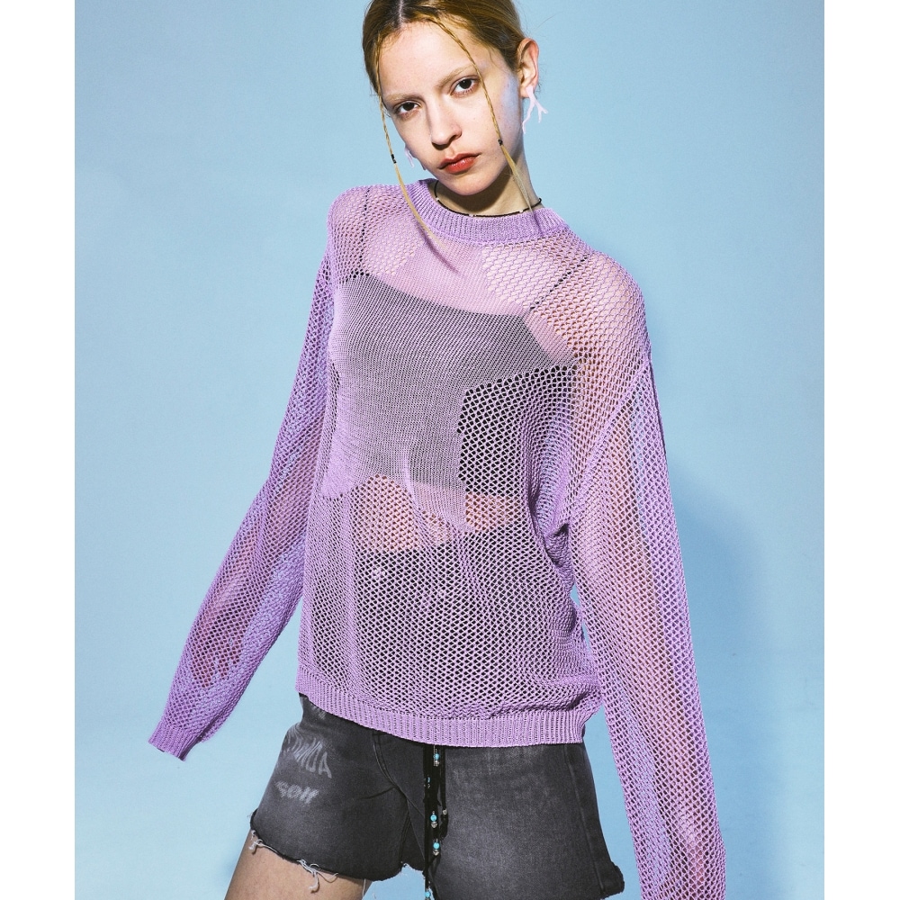 プレンダ スター パンチングネットニット パープル