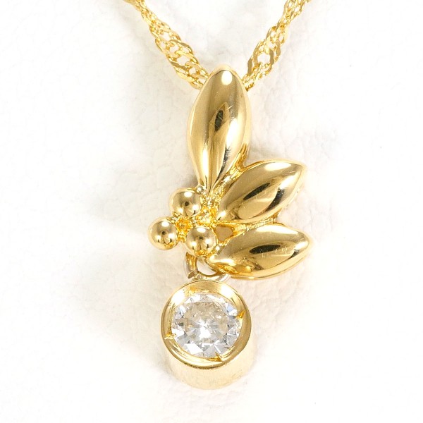 K18 18金 YG イエローゴールド ネックレス ダイヤ 0.08 約40cm ジュエリー 中古