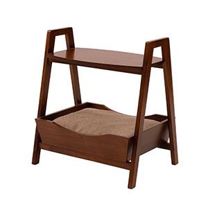 ペット サイドテーブル 約幅54cm ブラウン 天然木 クッション付き ペットベッド ペットソファ ペット用品 インテリア家具 完成品