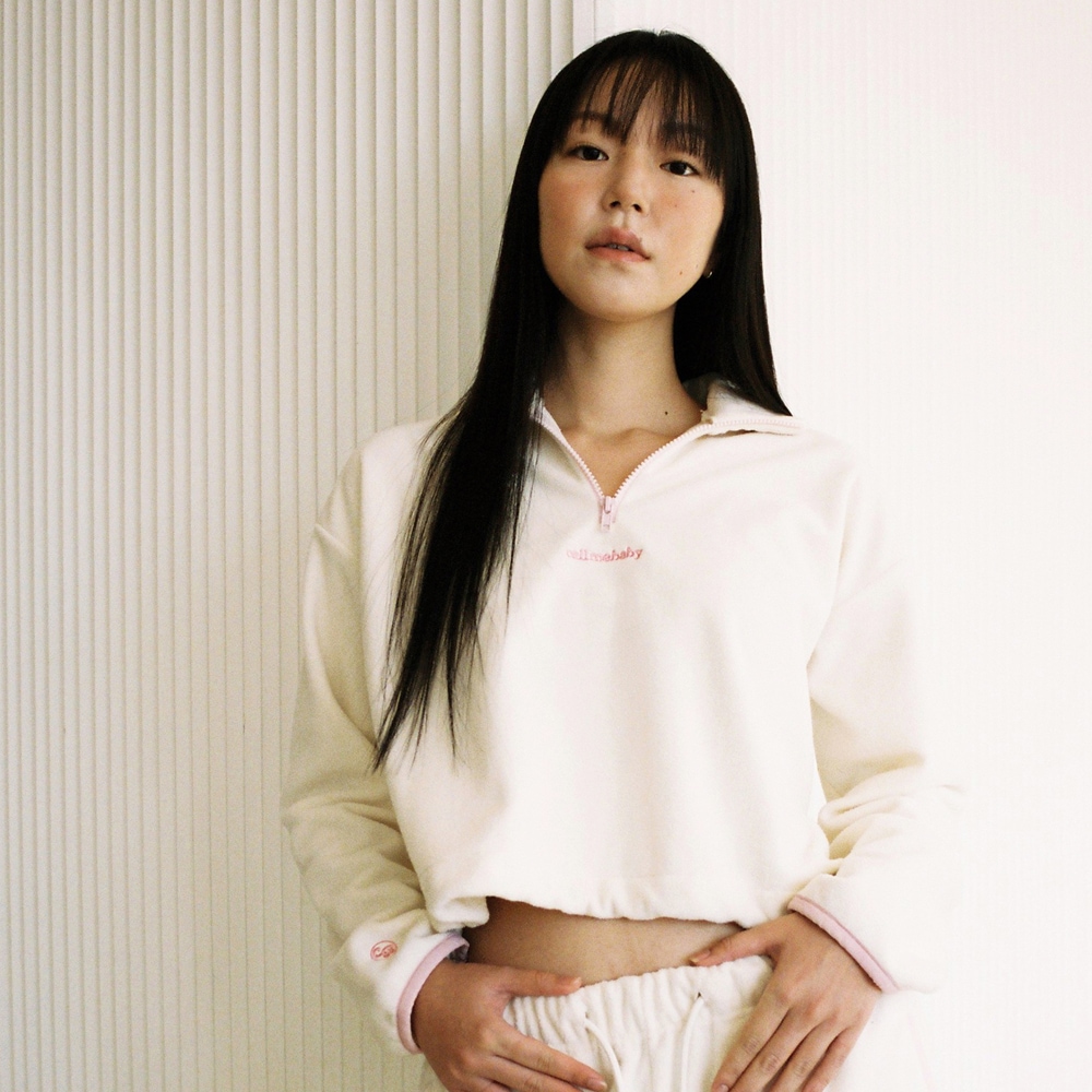 Call me baby 22fw ふゆ 新作! Baby Cropped Fleece Pullover (Ivory/Pink)