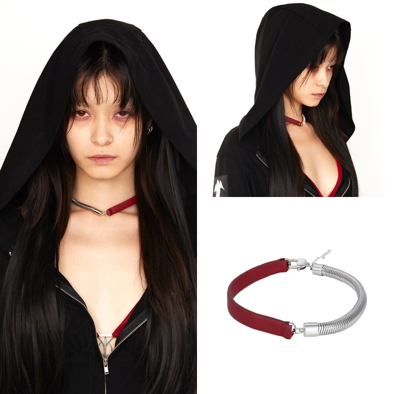 HALF-LEATHER RED ネックレス 韓国のファッション