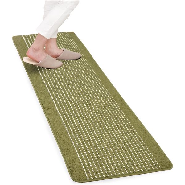 (2個セット) オカ 優踏生 洗いやすいキッチンマット 約45×180cm グリーン