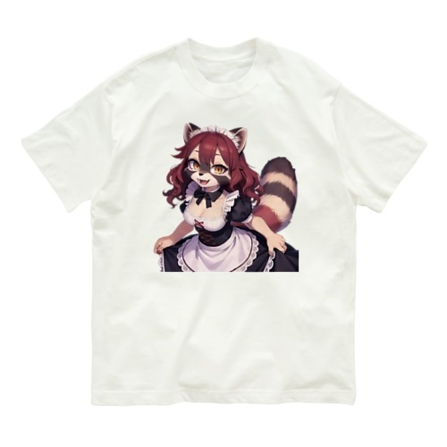 【文字入れ可能受注生産】タヌキの女の子　メイド　ケモナー オーガニックコットンTシャツ 5,916円