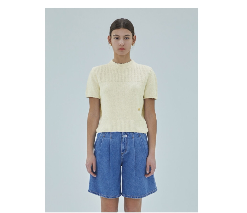 【MARITHEFRANCOISGIRBAUD】 W SUMMER BOUCLE KNIT : LIGHT YELLOW