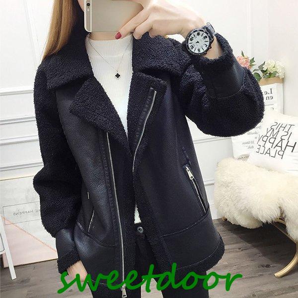 ムートンコート ライダース レディース アウター ボア ブルゾン 裏起毛 おしゃれ 防寒 レザー 冬 ゆったり 暖かい 毛皮コート