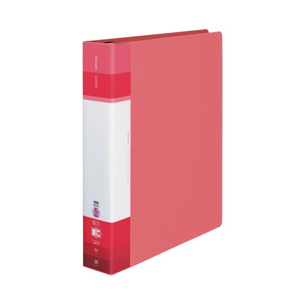 （まとめ）コクヨ クリヤーブック（Glassele） 替紙式・背ポケット A4タテ 30穴 35ポケット付属 背幅5572mm コーラルピンク ラ-GLB740P 1冊 (×5セット)