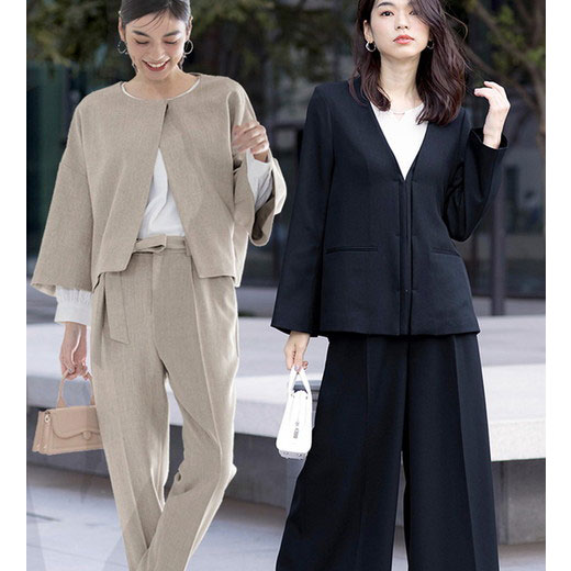 [最安値挑戦]！【単品で選べる】カセットスーツ シリーズ レディース 秋冬 スーツ セットアップ パンツスーツ M-3L